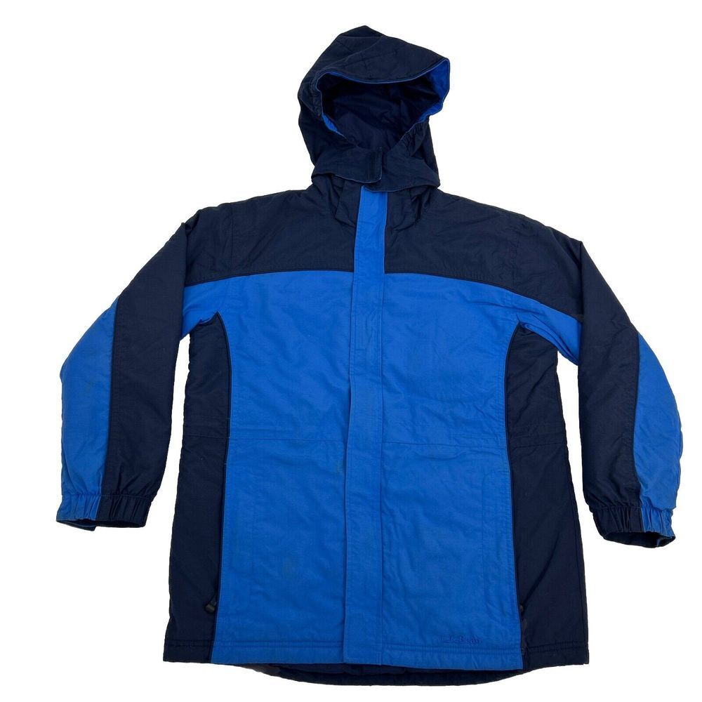 L.L. Bean Coat Kids Large 14-16 Blue Thinsulate Hooded Zip‎ Up Jacket Nylon